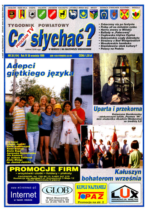 Okładka gazety Co słychać? - nr 38 (104) 1999